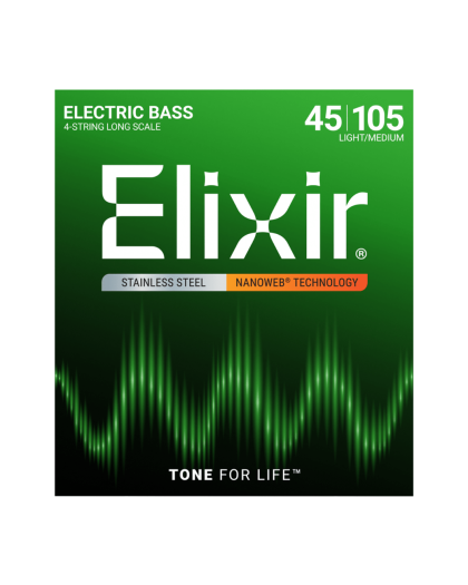 Cuerdas para Bajo Eléctrico 4 Cuerdas Elixir Stainless Steel 14677 Nanoweb Light Medium 45-105