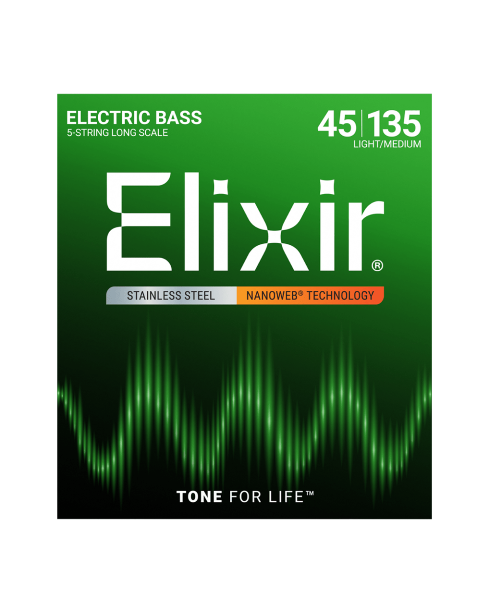 Cuerdas para Bajo Eléctrico 5 Cuerdas Elixir Stainless Steel 14782 Nanoweb Light 45-135
