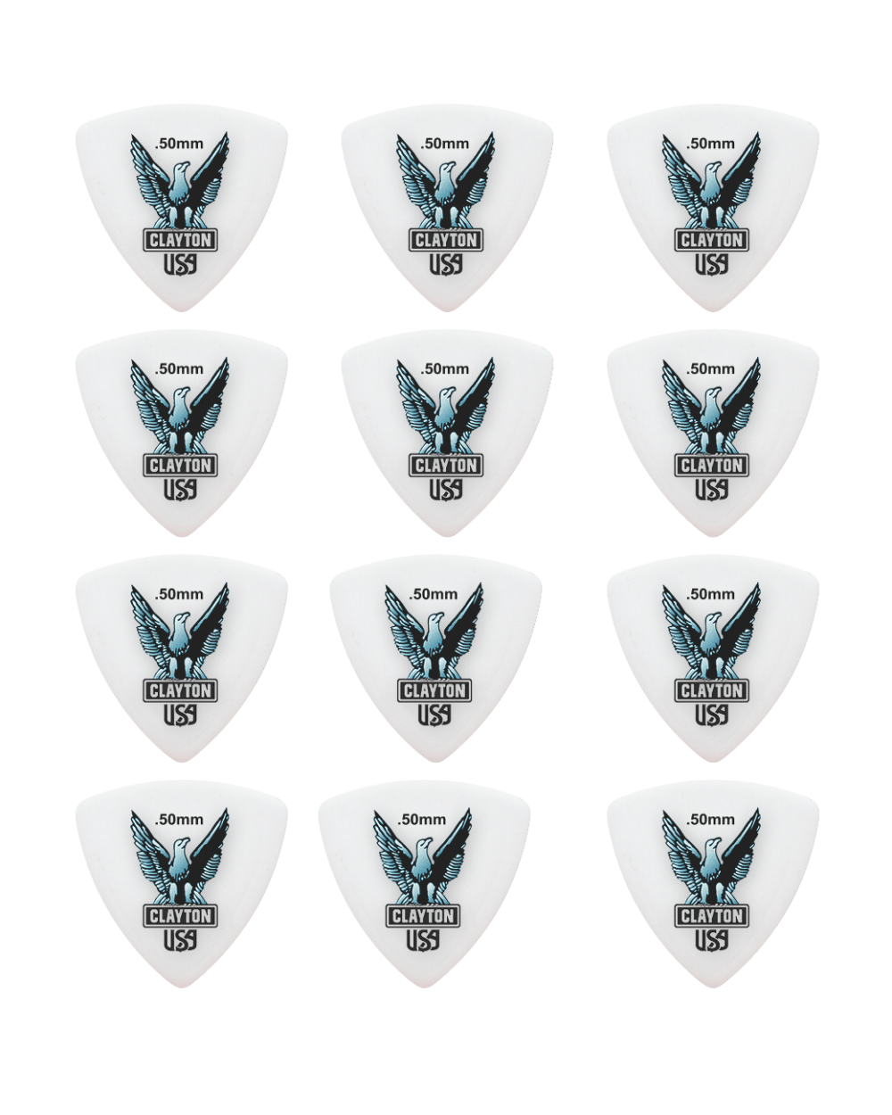 Púas Clayton Acetal Rounded Triangle RT50-12 (50 mm / Paquete x12) - Image 2
